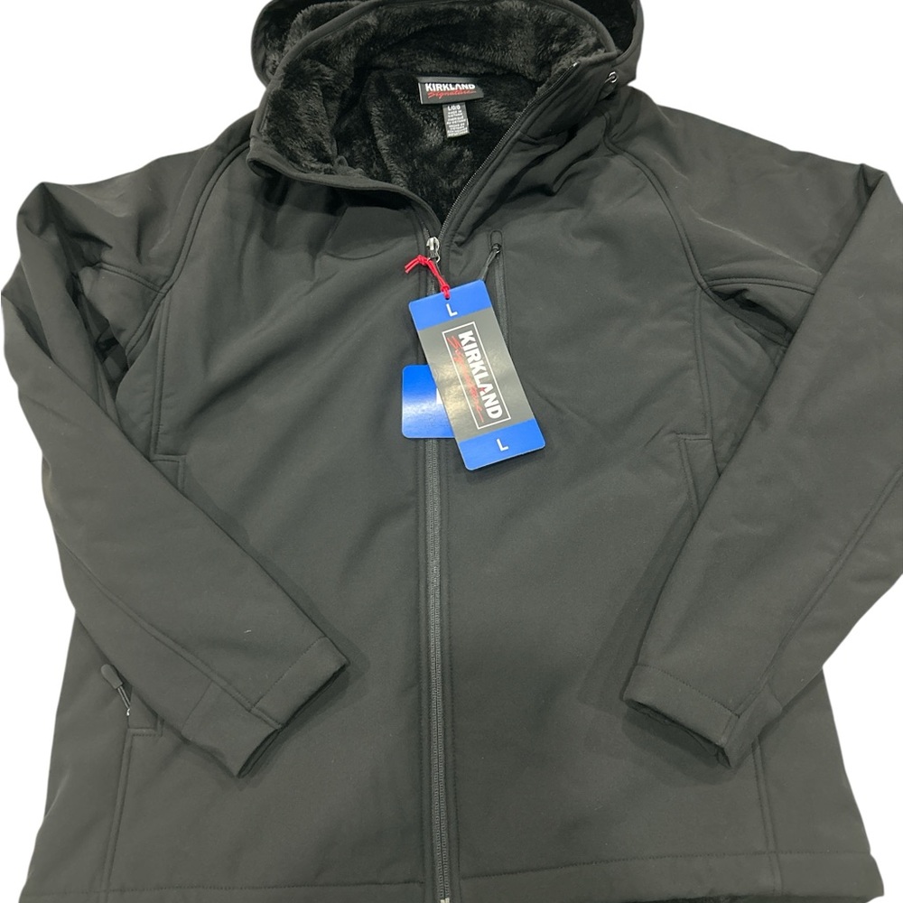 Kirkland Signature Black Hooded Faux-Fur Lined Jacket women's Large
